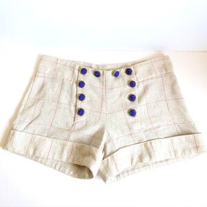 JOHNSON Silk Cotton Viscose Shorts US Women's 2 Beige Plaid 💕